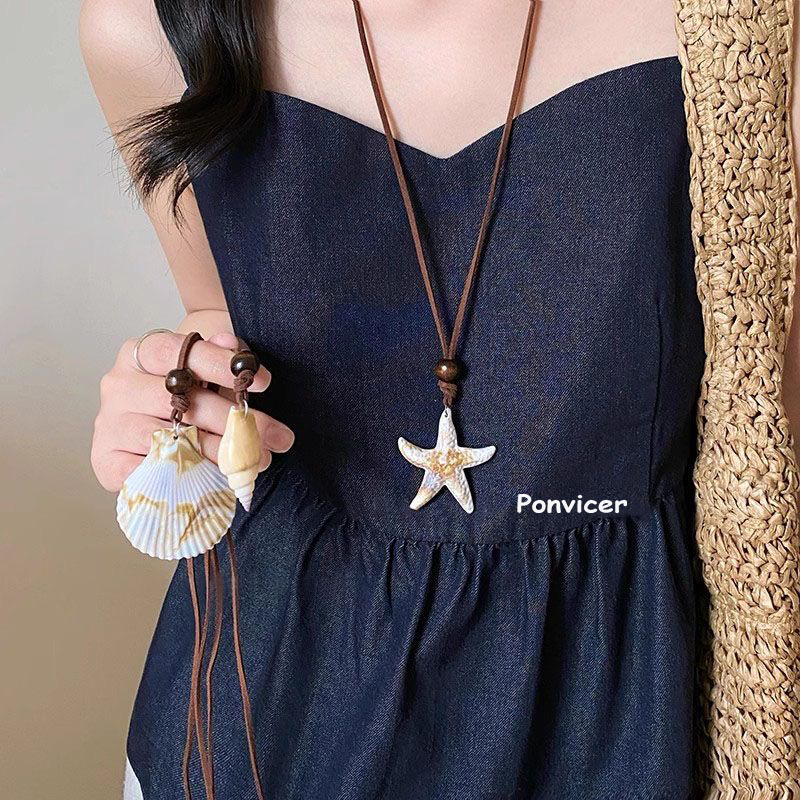Ponvicer COD ปลาดาว หอยสังข์ โซ่ไหปลาร้า แฟชั่น สร้อยคอ เฉพาะกลุ่ม ผู้หญิง ระดับไฮเอนด์