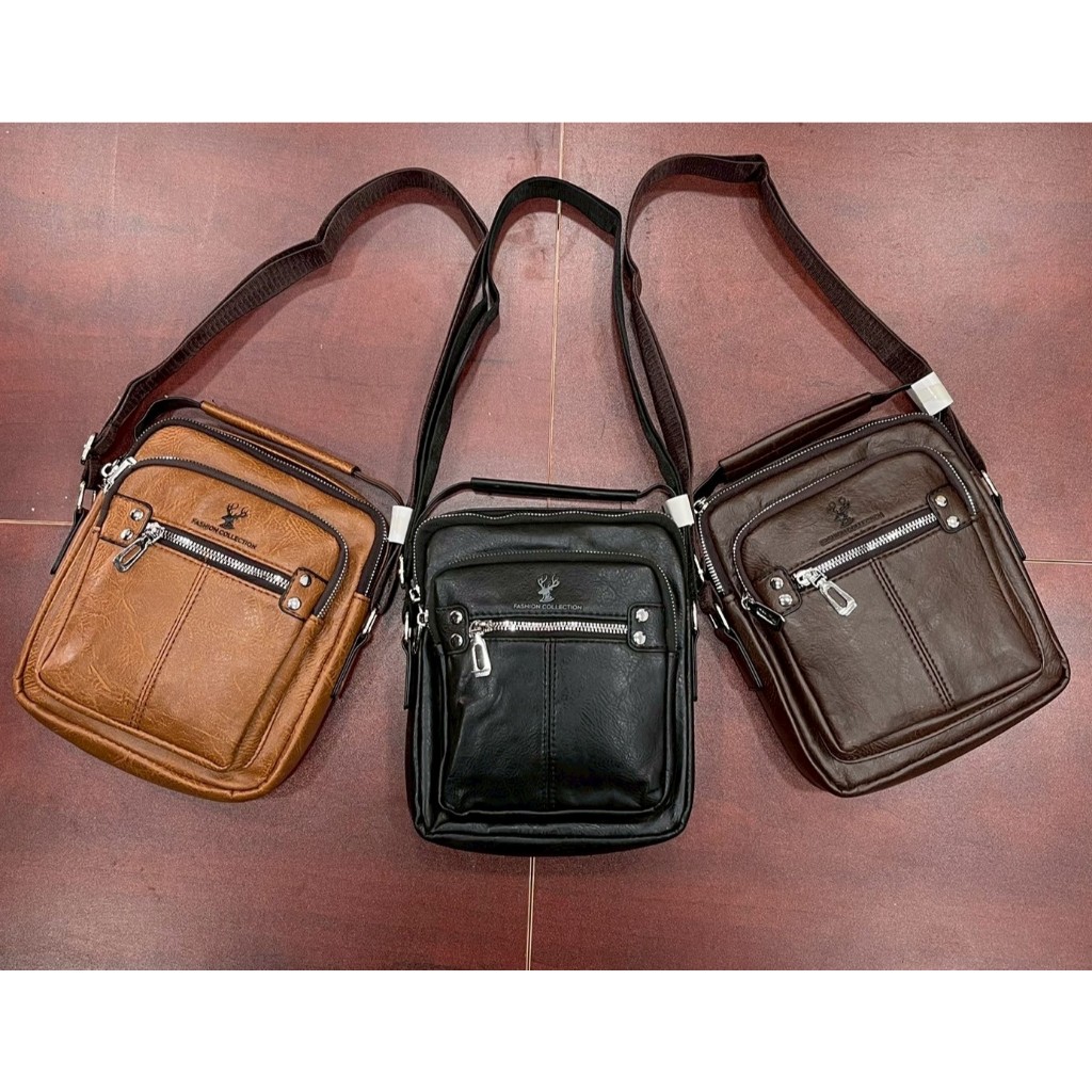 สะพายหนังกล่อง 2 ชั้นเล็ก 4 ปุ่ม หนังคุณภาพดี