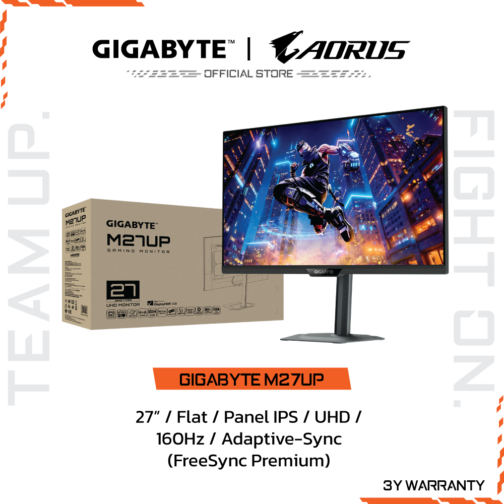 GIGABYTE M27UP Gaming Monitor (จอมอนิเตอร์) | 27" UHD | SS-IPS | 1ms | UHD 160Hz / FHD 320Hz | Adapt