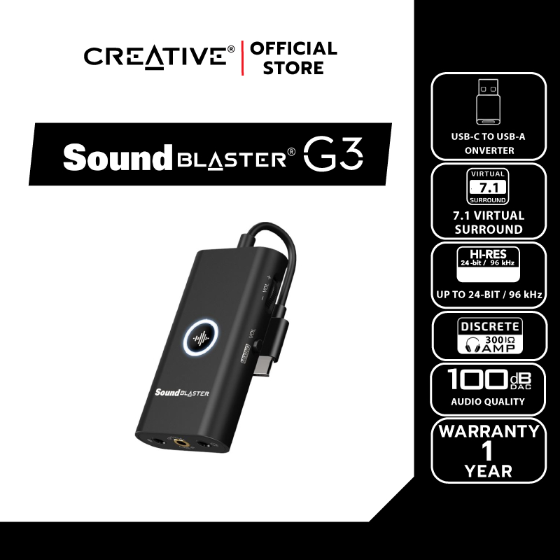 CREATIVE SOUND CARD Sound Blaster G3 External USB Sound Card -Windows|macOS|PS5™|Nintendo Switch™ ซาวด์การ์ด