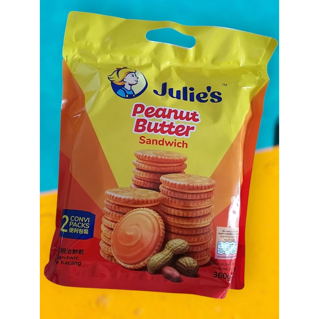 Julie's Peanut Butter Sandwich (360 g) ขนมจูลี่รสเนยถั่ว แบบถุงหิ้ว 1 ถุง (บรรจุ 12 ห่อ)