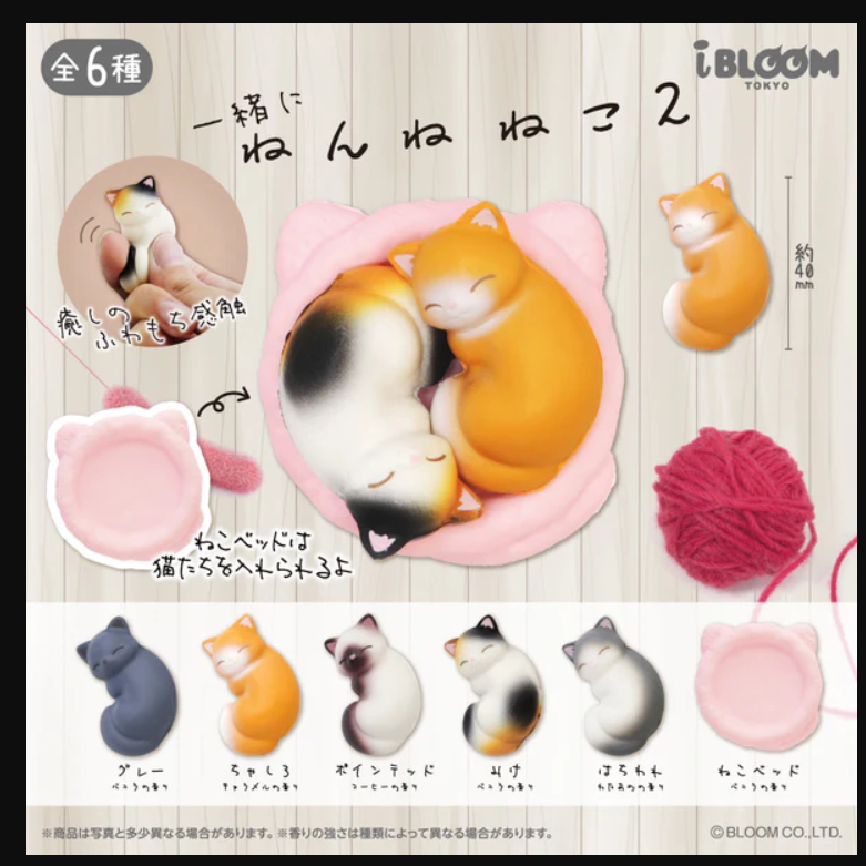 สุ่ม 1 ลูก 1 ตัว ลูก กาชาปอง Gashapo BLOOM แมว Let's Sleep Together Cat 2 พร้อมส่ง