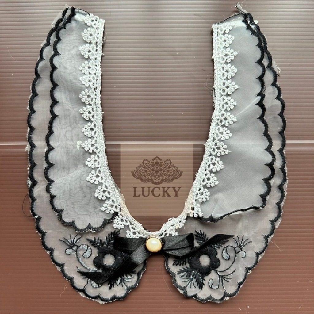คอปกผ้าลูกไม้ปักลาย 2ชั้น   ของเด็ก ตกแต่งเสื้อผ้าแฟชั่น | ร้าน LUCKY