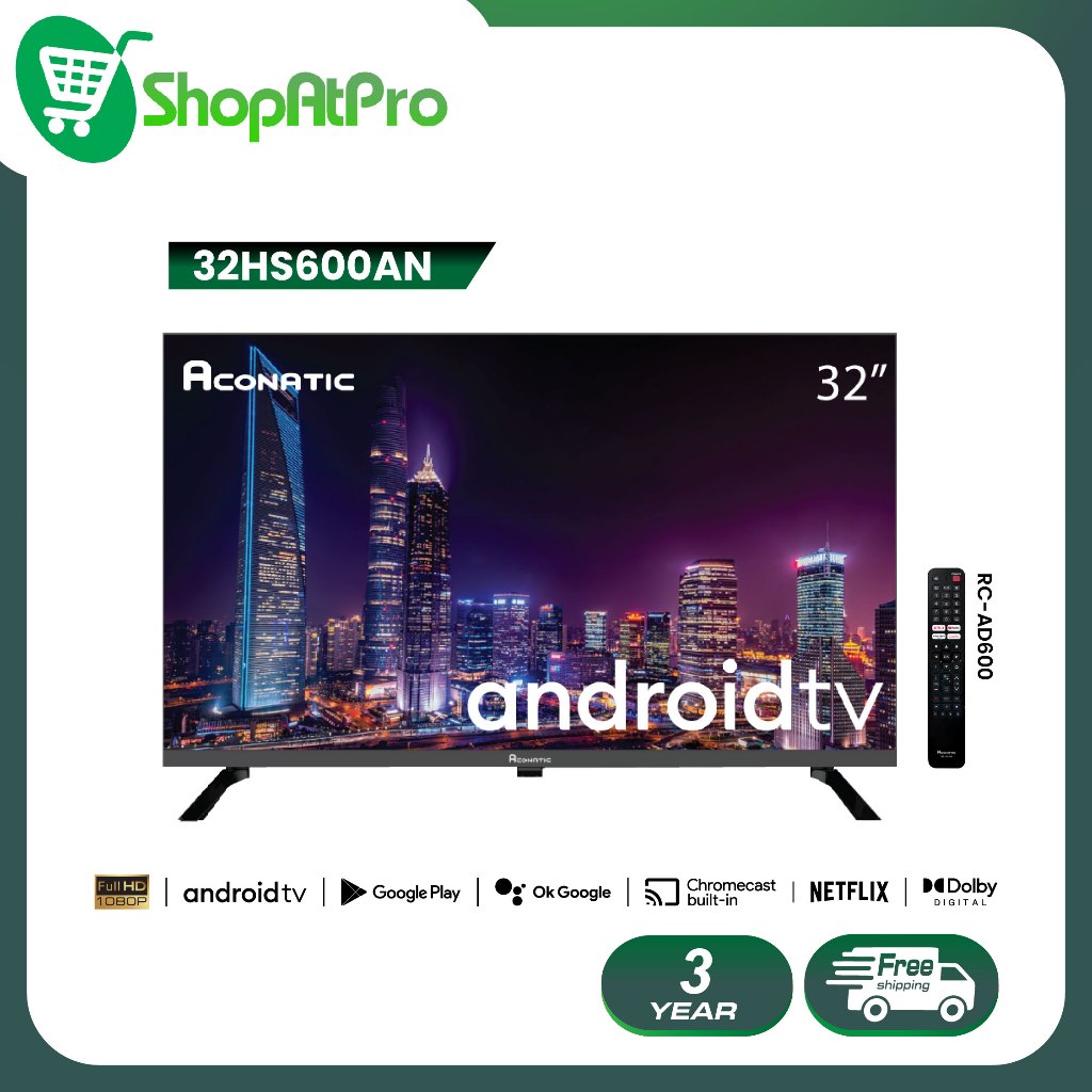 Aconatic LED Android TV HD แอลอีดี แอนดรอย ทีวี ขนาด 32 นิ้ว รุ่น 32HS600AN (รับประกัน 3 ปี)