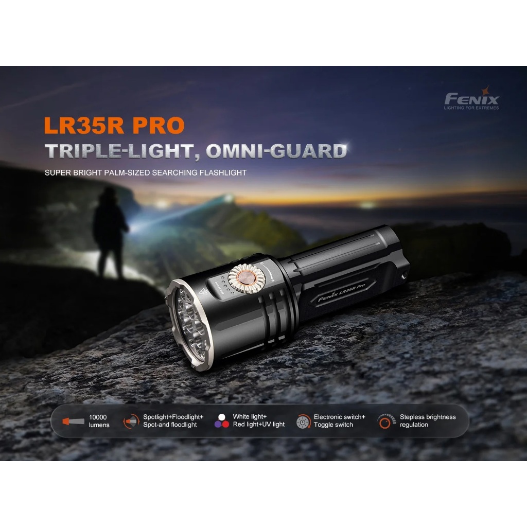 ไฟฉาย FENIX LR35R PRO สว่าง 10000 LUMENS ส่องไกล 500 เมตร