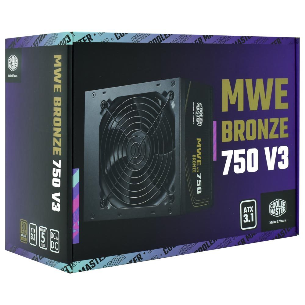PSU (80+ Bronze) 750w. COOLER MASTER MWE V3 FR (MPE-7501-ACAAW-3B)