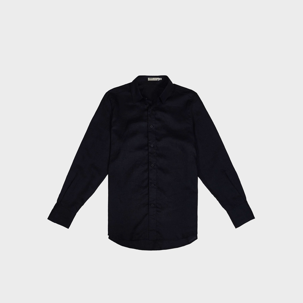 'ALEX' LINEN BLACK SHIRT