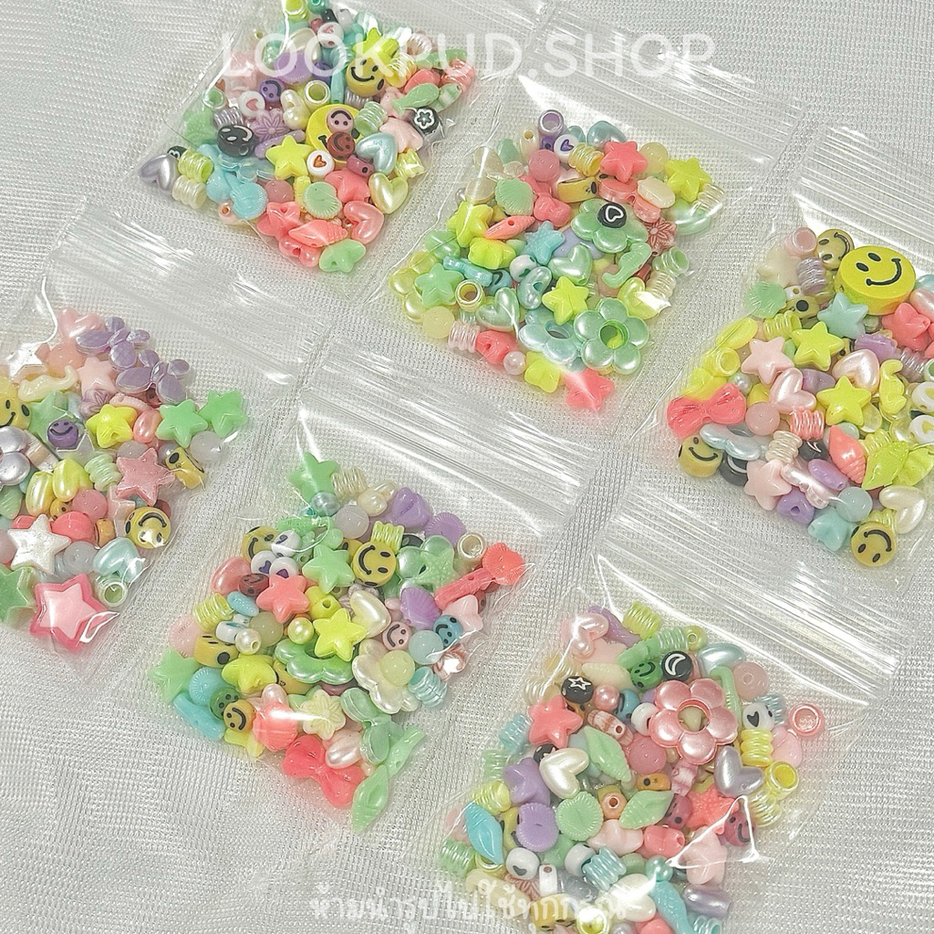 (พร้อมส่งจากไทย) ลูกปัดของตกแต่ง (25กรัม 15บาท) คละของตกแต่งโทนสีหวาน สีเยลลี่ ถุงรวมลูกปัดของตกแต่งหลายๆแบบ - รูปที่ 2
