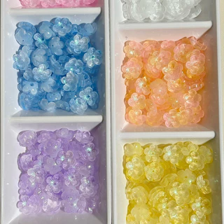 (พร้อมส่งจากไทย)ลูกปัดดอกไม้แก้ว ดอกพลัม (10ชิ้น) 10-12มิล ดอกบ๊วยแก้ว