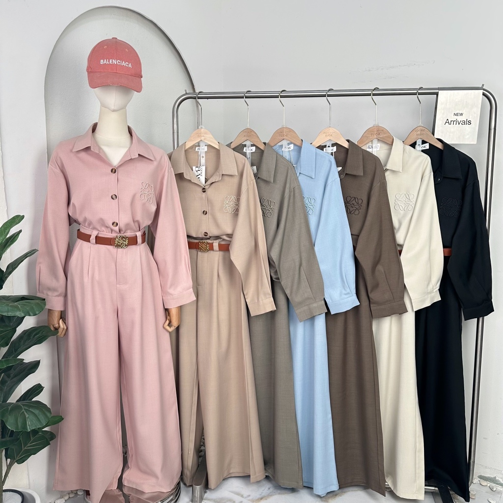 Mook_shop ชุดsetเสื้อแขนยาวกางเกงขายาว+เข็มขัด