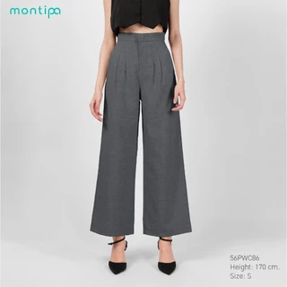 Montipa กางเกงทรงกระบอกใหญ่ ซิปตะขอหน้า แต่งจีบหน้า ผ้า Comfort 56PWC86