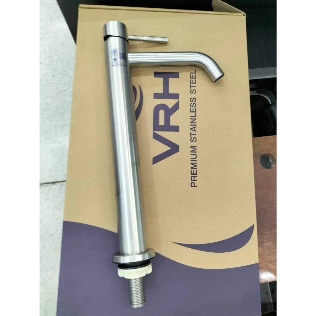 VRH   ก๊อกเดี่ยวอ่างล้างหน้า สเตนเลสแท้อย่างดีเกรด 304 แบบตั้งพื้น  ทรงสูง 340 มม. HFVSP-2000A6  รุ่น  MARATHON.