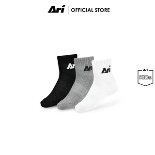 ARI DAILY KIDS QUARTER SOCKS - BLACK/GREY/WHITE (AHW1406-01) ถุงเท้าเด็ก อาริ แพ็ค 3 สีดำเทาขาว