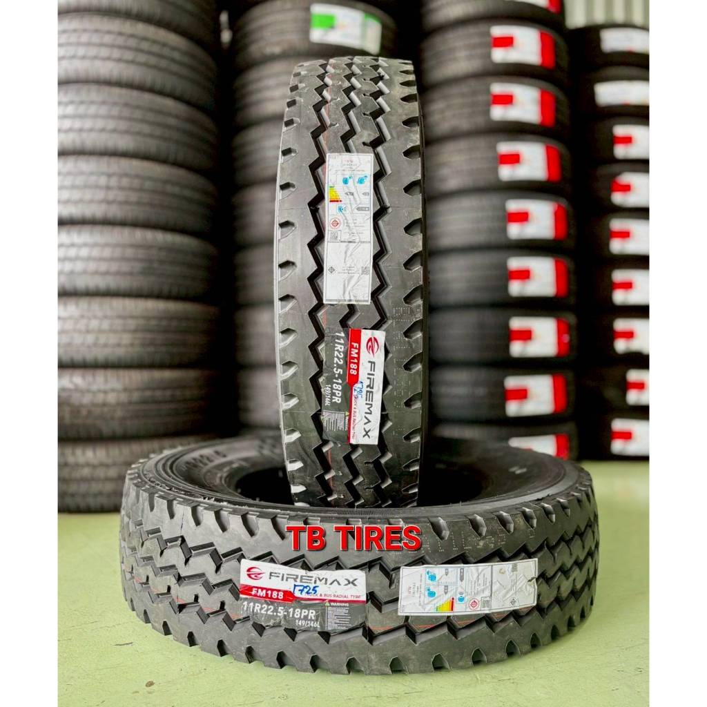ยางรถบรรทุกเรเดียล 11R22.5 18PR FM188 149/146L // FIREMAX (ยางใหม่ปี 2025) หน้ากว้าง 9 นิ้ว
