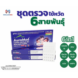 ชุดตรวจ Auramed ตรวจ 6 สายพันธุ์ hMPV หวัดใหญ่ab อะดีโน RSV …