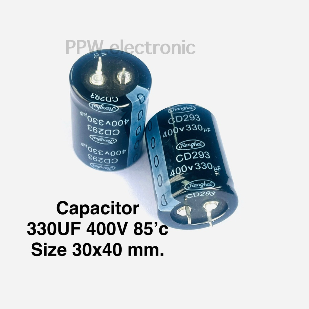 (1ตัว) Capacitor 330UF 400V 85’c ขนาด30x40 mm ขาเคี้ยว C330UF C400V capacitance 330UF 400โวลท์ ตัวเก