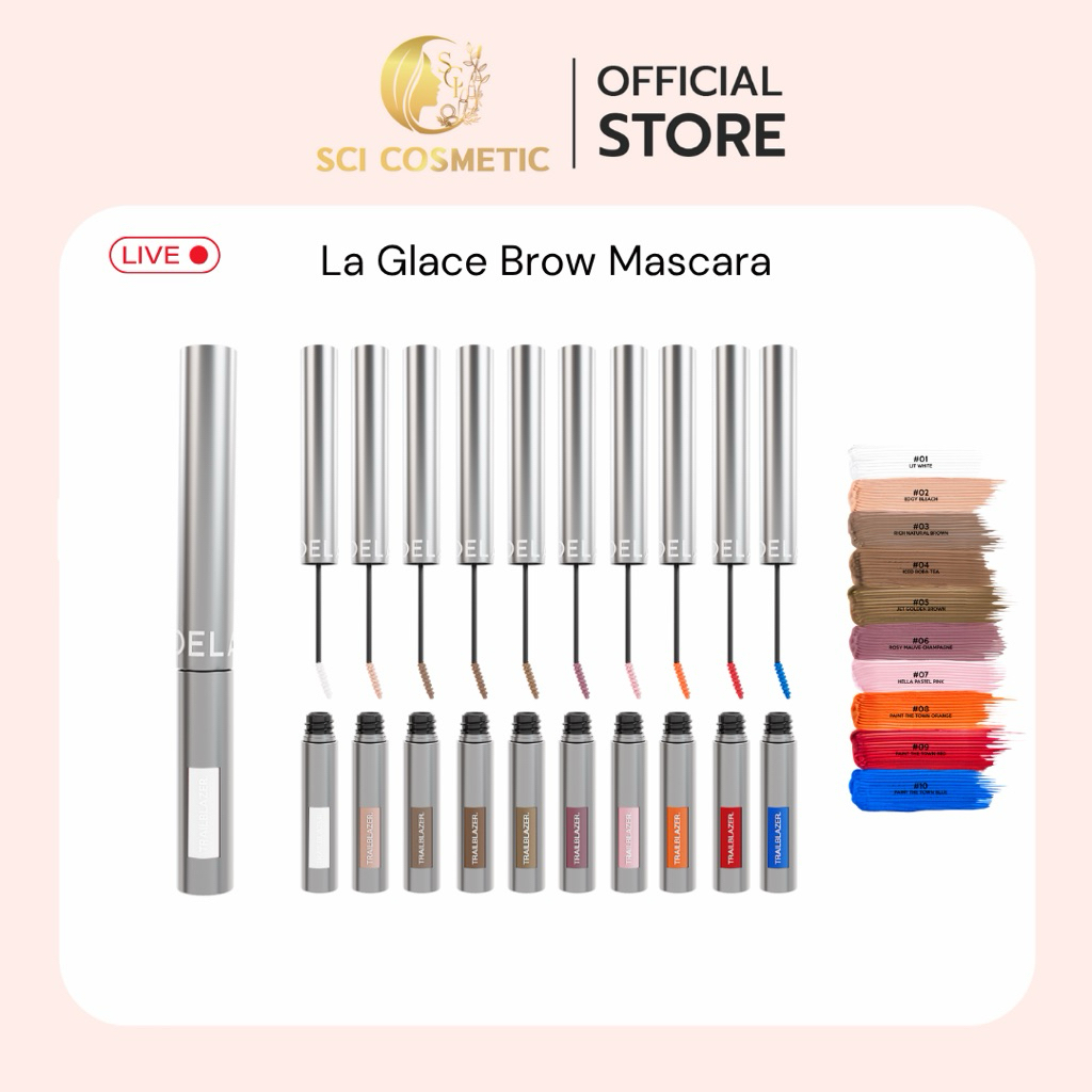 (มีครบทุกสี) LA GLACE - Trailblazer Brow Mascara 4g มาสคาร่าคิ้ว ลากลาส