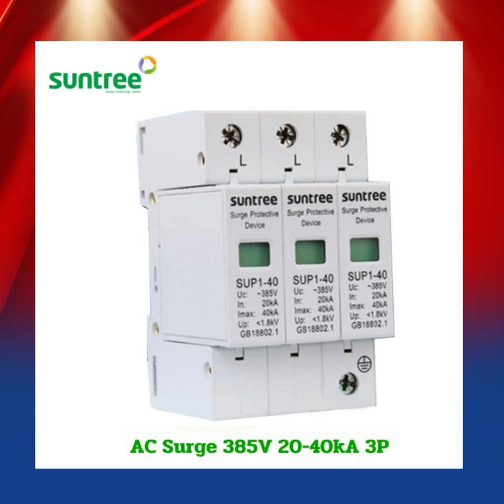 Suntree เสิร์จกันฟ้าผ่า AC 3P 20K/40KA 385V SPD SUP1-40 SPD AC อุปกรณ์ป้องกันฟ้าผ่า Surge Protection