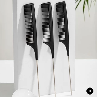 HB28 หวีแบ่งผม ปลายสแตนเลส หวีจัดแต่งทรงผม หวีช่างทำผม หวีเกล้าผม FINE TOOTH TAIL COMB