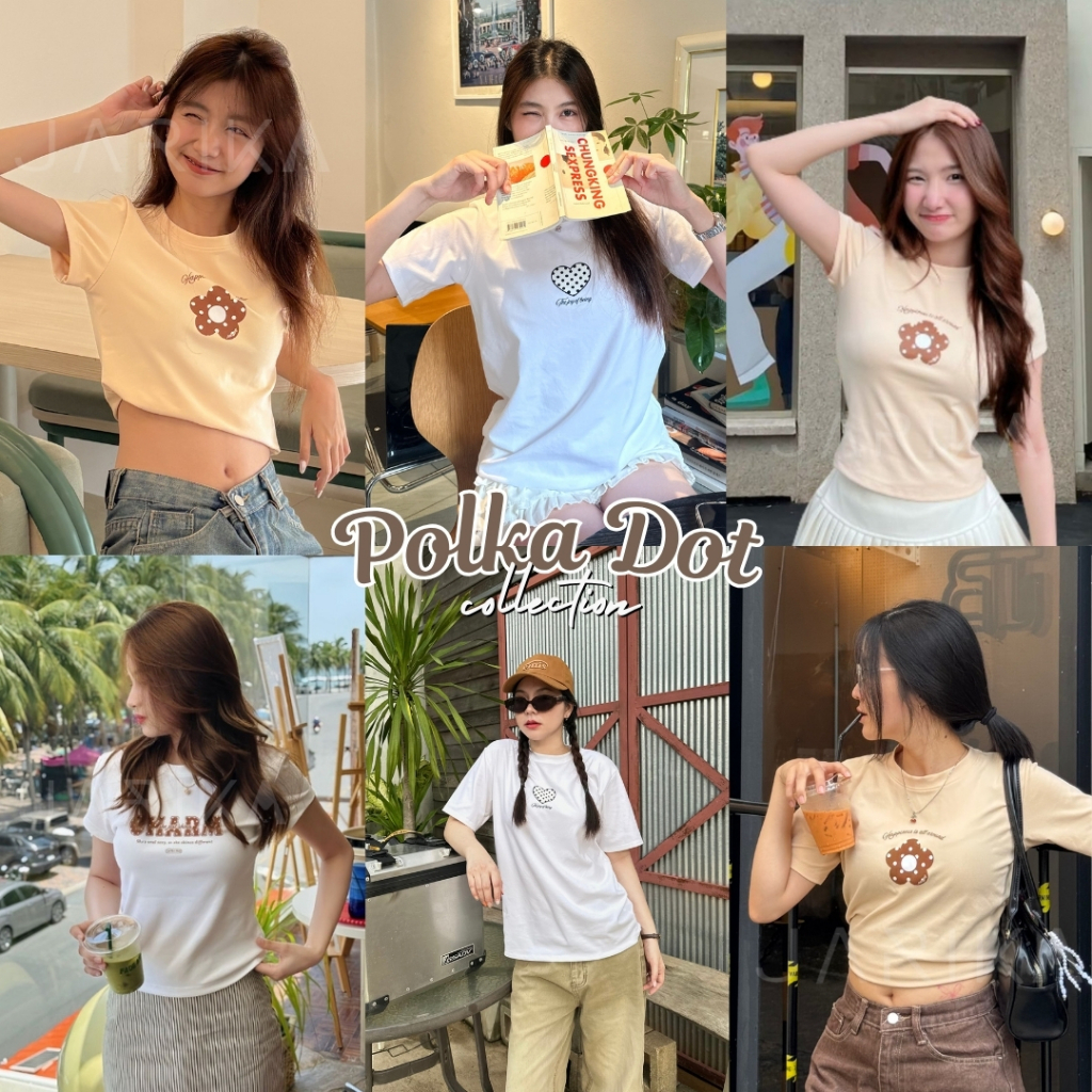 Jarikashop - เสื้อยืดลาย Polka Dot ( งานป้าย.. Jarika ) ( จ264 )