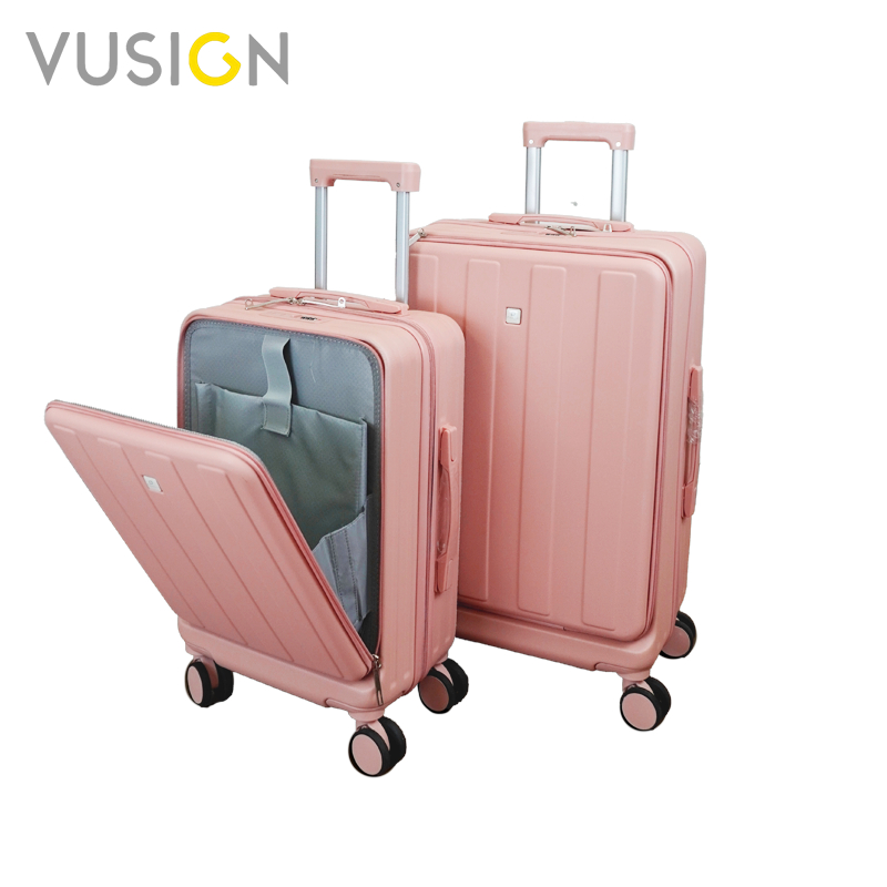 Vusign กระเป๋าเดินทางล้อลาก กระเป๋าเดินทางเฟรมซิป 20 / 24 นิ้ว มีช่องชาร์จ USB มีที่วางแก้ว Suitcase