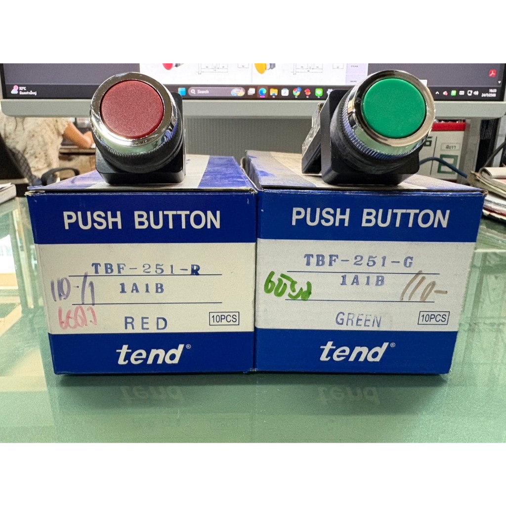 Tend Push Button สวิตช์กดหัวเรียบ TBF-251 25mm ของแท้พร้อมส่ง