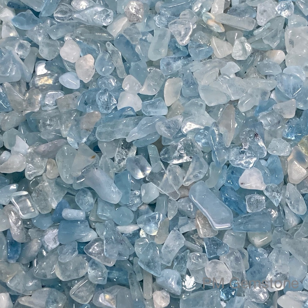 AQ01 อความารีน ( Aquamarine ) ขนาด 2-4mm หินธรรมชาติ หินนำโชค หินแร่ หินคริสตัล หินสะสม งานอาร์ต หินใส่ขวดแก้ว หิน DIY