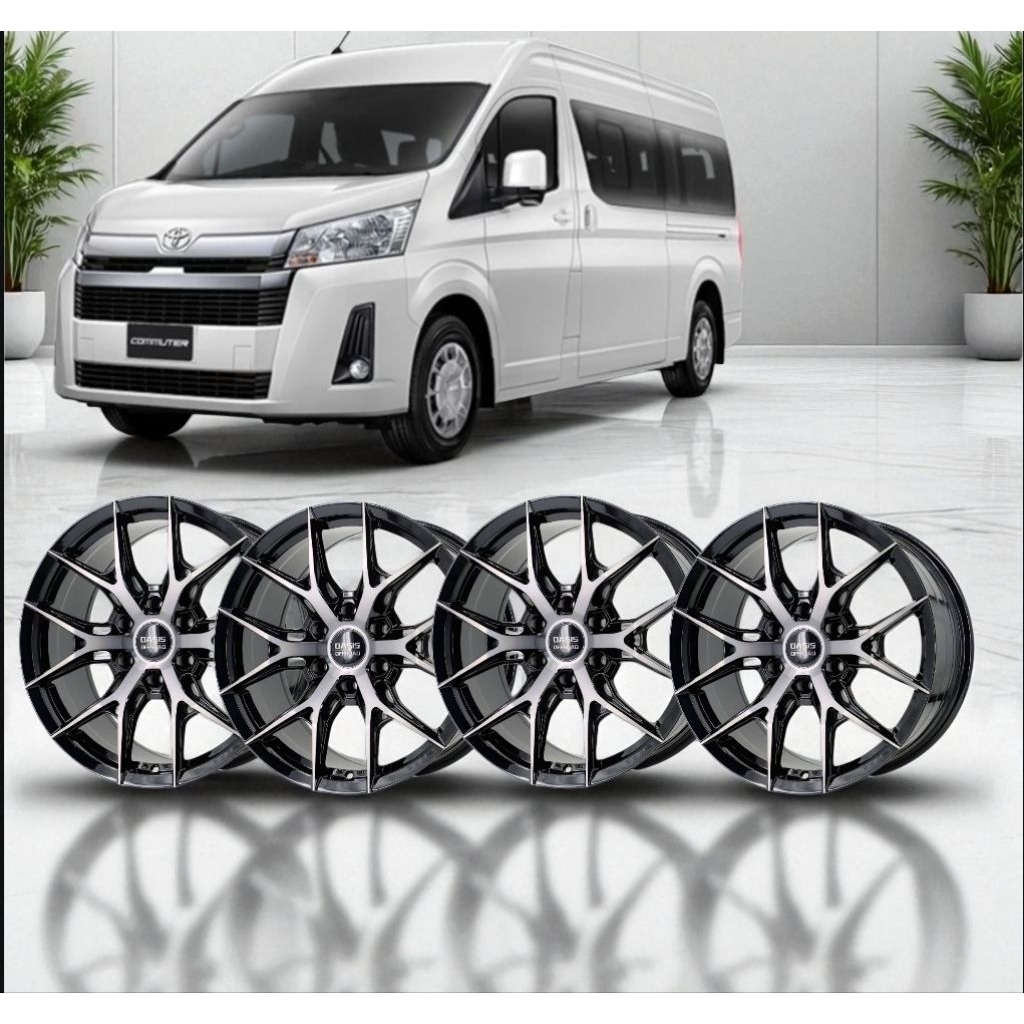 ล้อแม็ก toyota commuterขอบ18 6รู130ออฟเซต35 กว้าง8.5 สีดำหน้าเงา(ราคารวมทั้งหมด4ล้อ)