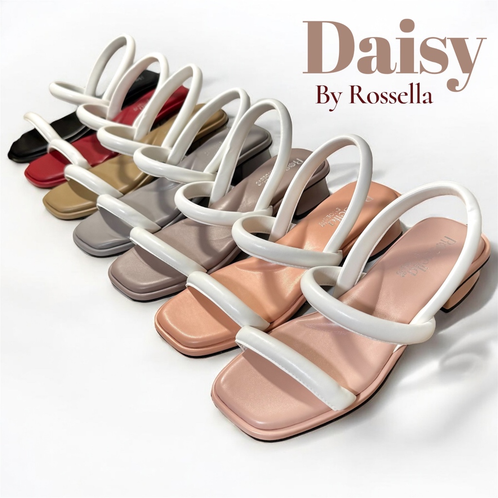 รองเท้าแตะคาดสายนุ่มนิ่มมีรัดส้น สูง 2 นิ้ว ( พื้นนุ่มพิเศษ ) รุ่น Daisy by Rossella