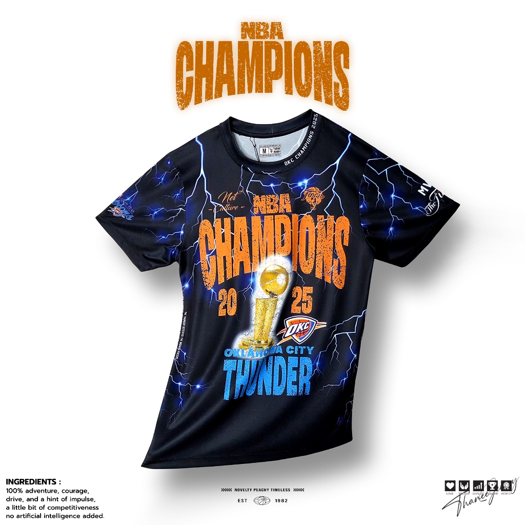 เสื้อบาสมีแขน Shooting Shirts OKC THUNDER มีถึงไซส์ใหญ่ 6XL