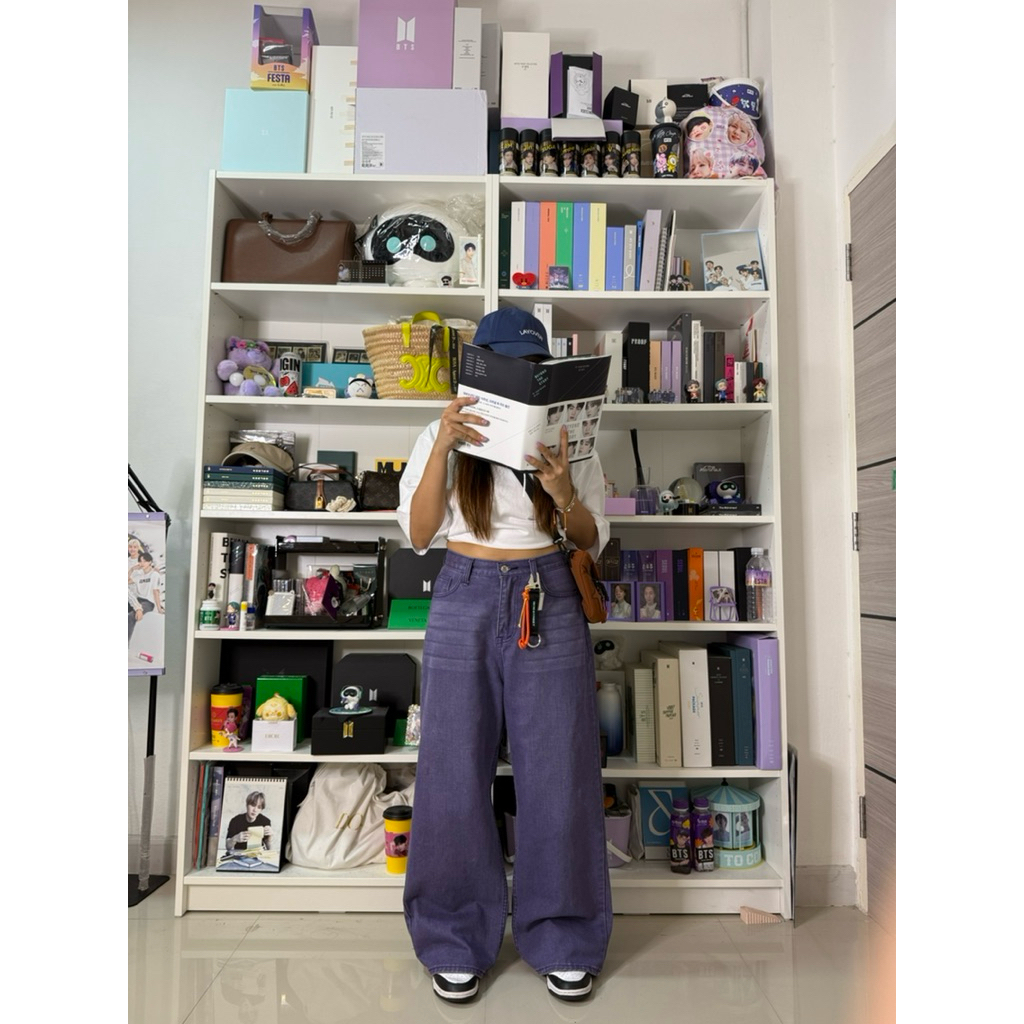 baggy jeans purple กางเกงยีนขากระบอกสีม่วง