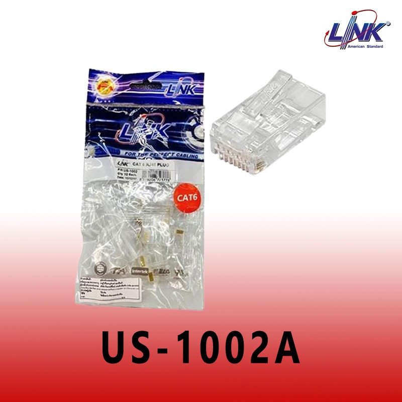 US-1002A (US-1002) RJ45 CAT6 เม็ดโมดูล่าปลั๊กตัวผู้ ″LINK″ (10PCS./PACK)