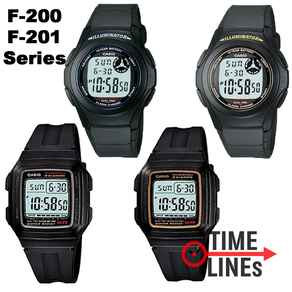 !!ประกัน1ปีและกล่อง CMG!! CASIO ของแท้ รุ่น F-200W-1A F-200W-9A F-201W-1A F-201W-9A นาฬิกาผู้ชาย DIG
