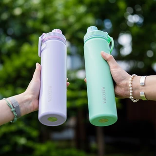 MEECOPA ขวดน้ำพกพาเก็บความร้อนและความเย็น 750ml สแตนเลส304 มีหูหิ้วพกพา 5สีให้เลือก ก้นกันลื่น