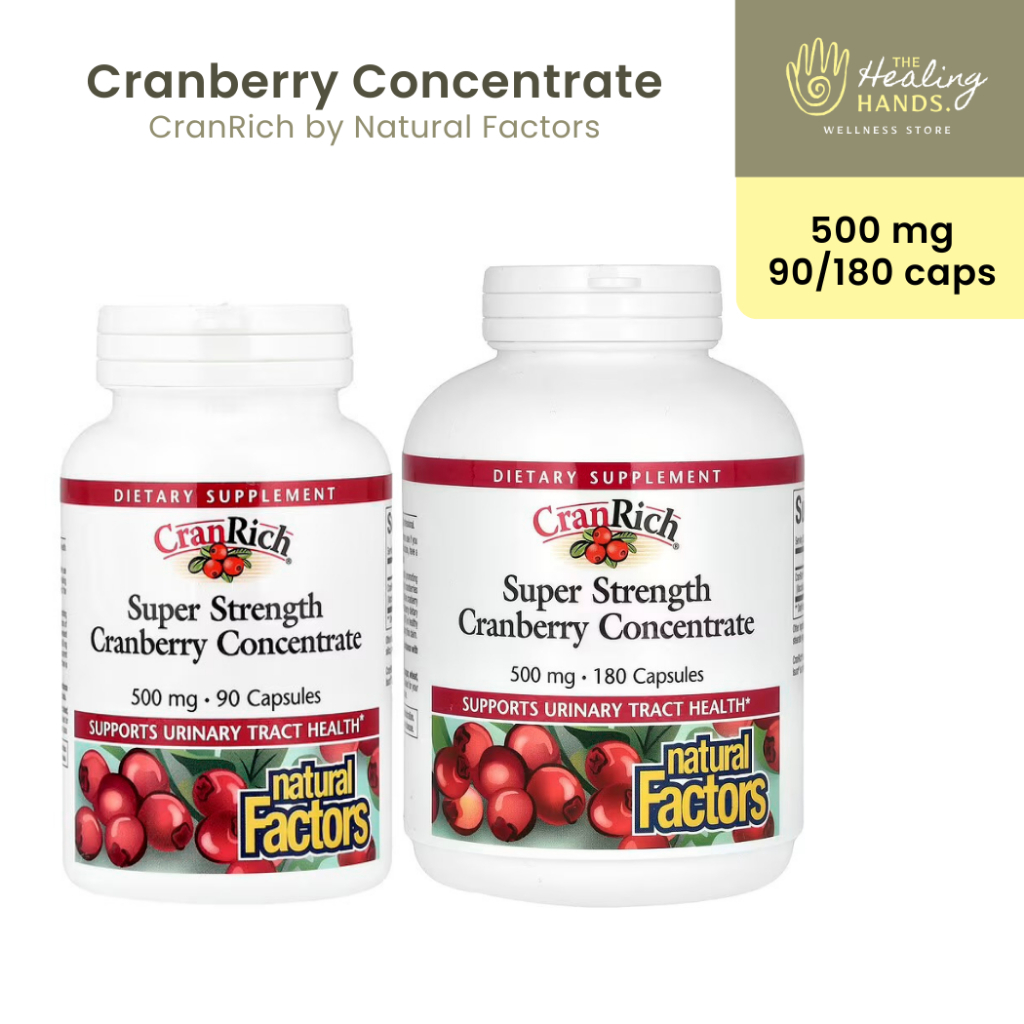 Cranberry Concentrate Super Strength (500 mg, 90/180 Capsules)  CranRich by Natural Factors แครนเบอร์รี่