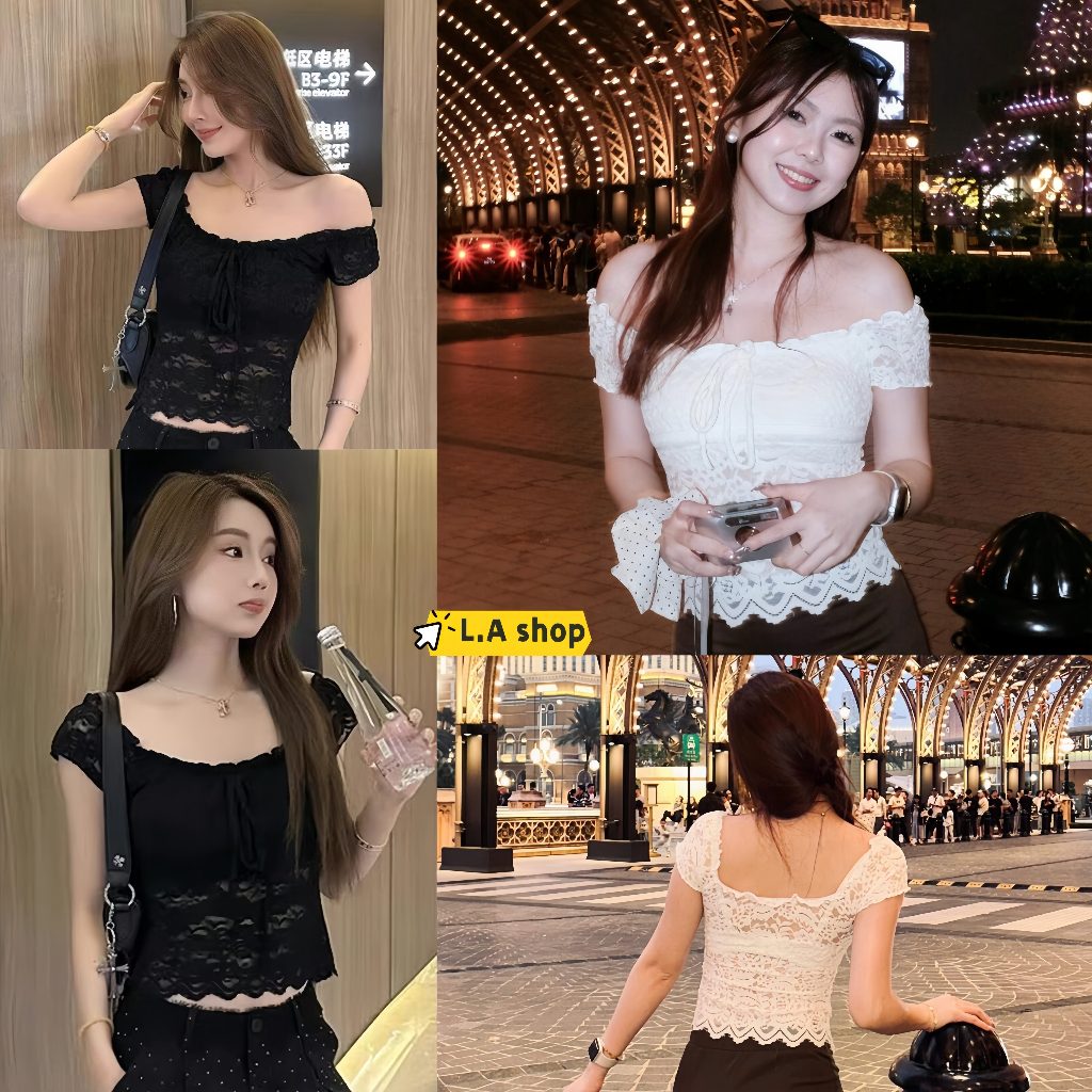 L.A Shop★ พร้อมส่ง เสื้อไหมพรมคอวีแขนสั้น เสื้อยืดผู้หญิง เข้ารูป "8K189"