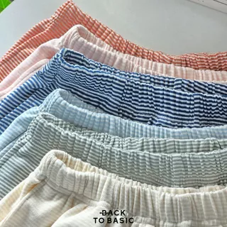 [striped pants] กางเกงขาสั้นผู้หญิง ลายริ้ว ใส่นอน ใส่อยู่บ้าน ทรงสวย น่ารักผ้านิ่ม ไม่บาง