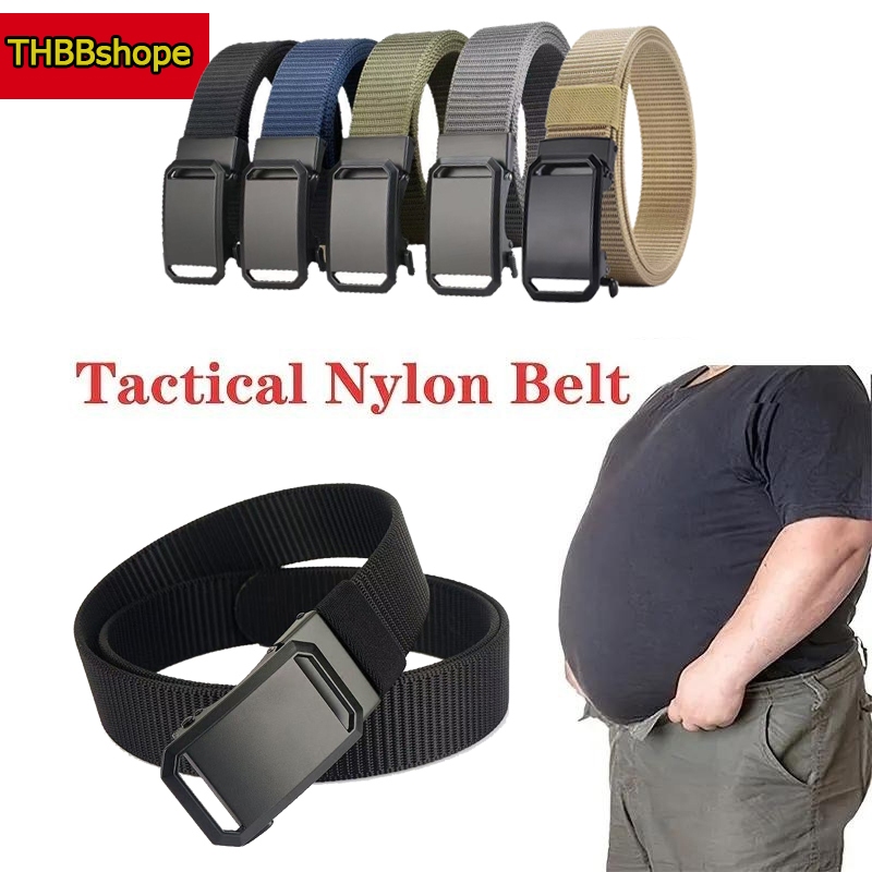 แฟชั่น ผ้าใบ เข็มขัดผู้ชาย หัวเข็มขัดอัตโนมัติ ความยาวปรับได้ ทนต่อการสึกหรอ##KD