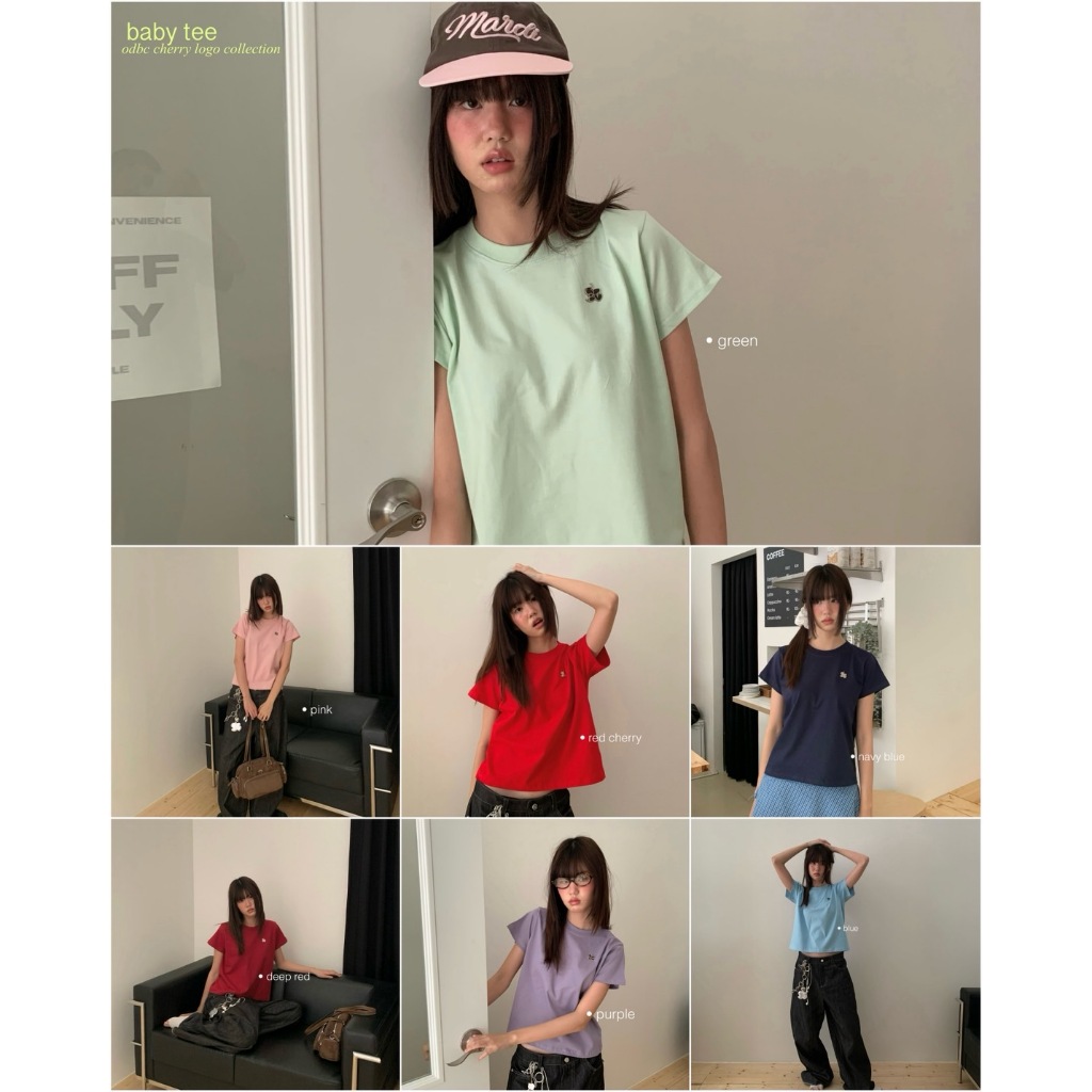 8.8 ODBC baby tee cherry silver tap logo collection เสื้อยืดปักอะไหล่ลายเชอร์รี่