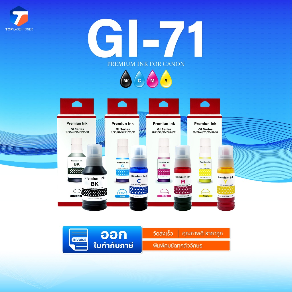 หมึกน้ำพิมพ์ INK /Canon Refill/GI-71/GI71/BK/C/M/Y ใช้กับเครื่องปริ้น CANON PIXMA G1020/G2020/G3020/G3060 ราคา ถูกที่สุด ดีลบีเคเค แกลเลอรีภาพที่ 6