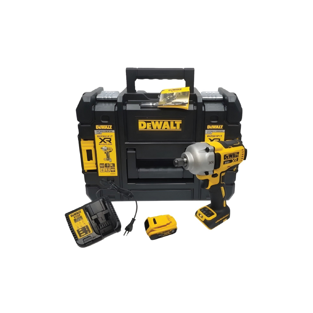บล็อกกระแทกไร้สาย 20V 812 Nm. Brushless DEWALT รุ่น DCF891P1T-B1 (รวมแบต 5 Ah x 1)
