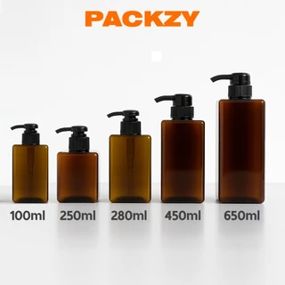 ขวดปั๊มสบู่เหลว PET ทรงเหลี่ยม 100ml-650ml ขวดใส่แชมพู โลชั่น ขวดรีฟิล สีชา เขียว ขาว ใส PACKZY พร้อมจัดส่ง