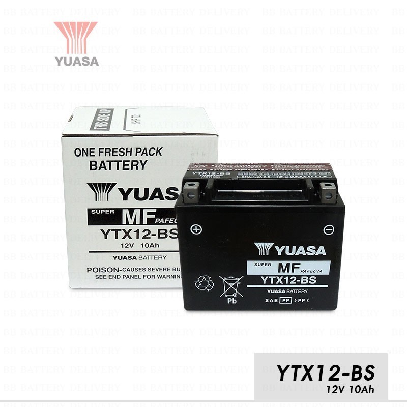แบต BIGBIKE แบตเตอรี่ BIGBIKE แบตมอเตอร์ไซค์ บิ๊กไบค์ YUASA YTX12-BS 12V 10Ah
