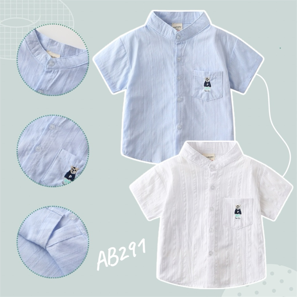 AB291 เสื้อเชิ้ตเด็ก ผ้าใส่สบาย เสื้อแขนสั้น แฟชั่นเด็ก