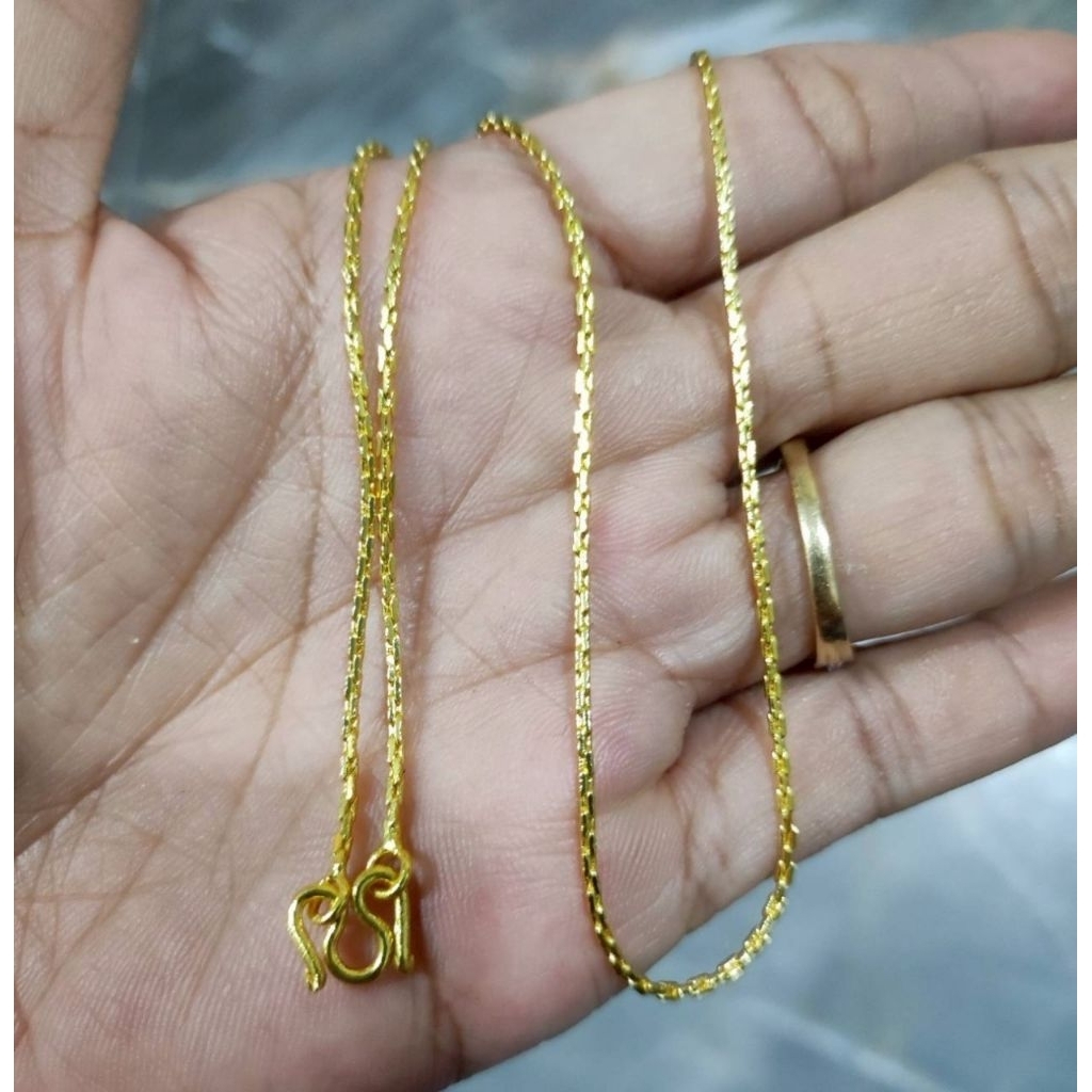 J71สร้อยทองโซ่แท่งหนัก1สลึง ยาว18นิ้ว งานสวยเหมือนจริงชุบทอง สร้อยชุบพรีเมี่ยมทำจากทองเหลือง