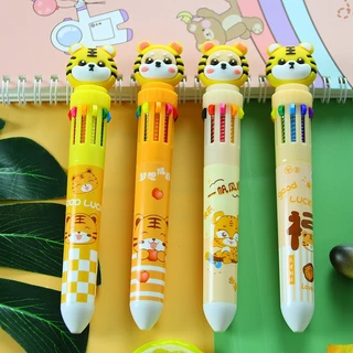 🔥ส่งในไทย🔥 ปากกากดหลายสี 10 สี ขนาด0.7มม. ปากกาลูกลื่น ปากกาหลายสี ปากกาลายการ์ตูน เครื่องเขียน ของแจก