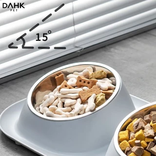 ชามอาหารสัตว์เลี้ยงกันมด 2 หลุม มีช่องใส่น้ำ เอียง 15 องศา Twin Pet Bowls DAHK Pet