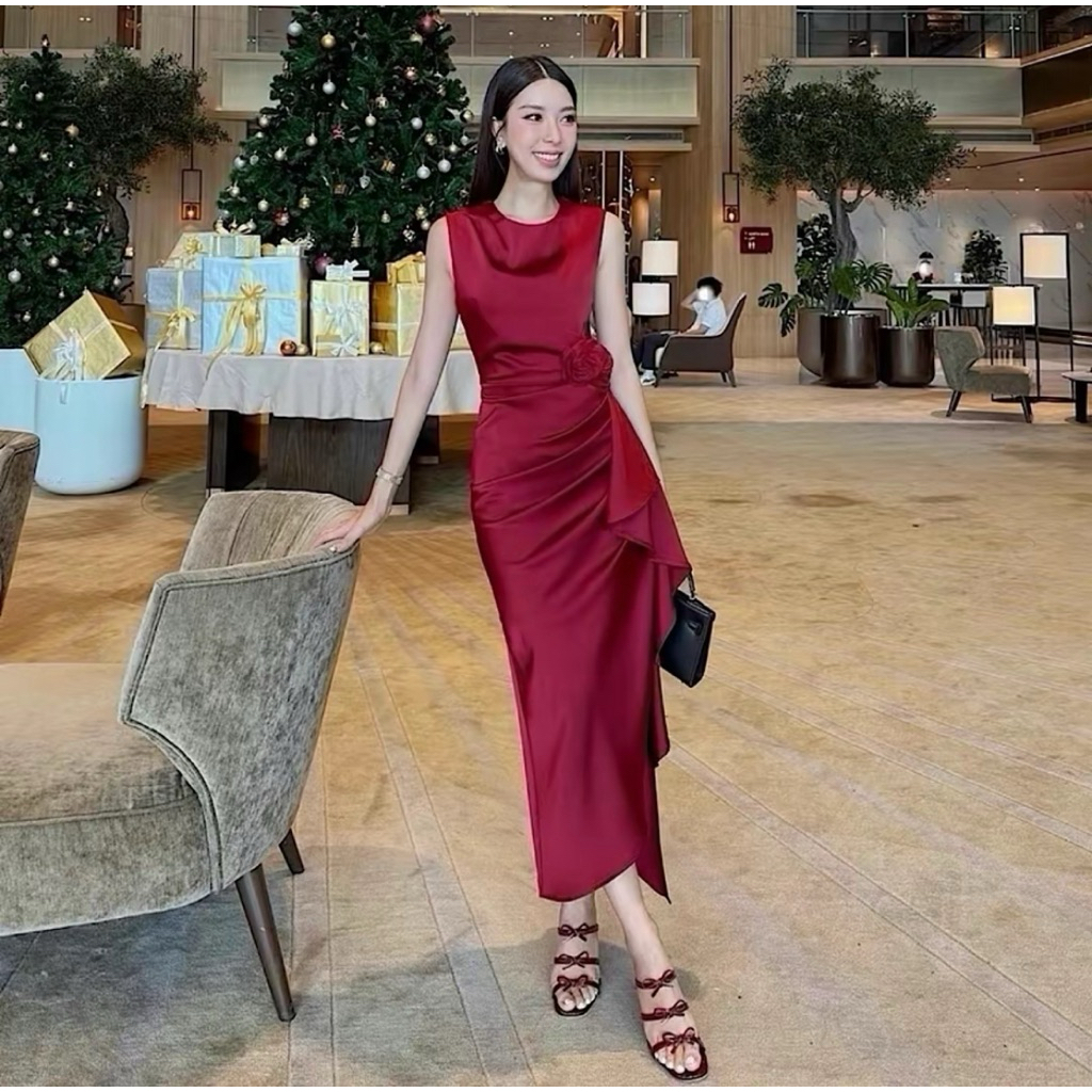 เดรสแดงเบอร์กันดี้ venice studio