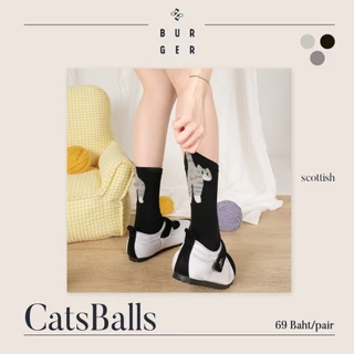 CatsBalls ถุงเท้าแฟชั่นครึ่งแข้ง ลายไข่น้อนแมว 3 แบบ น่ารัก ราคาถูก คุณภาพดี