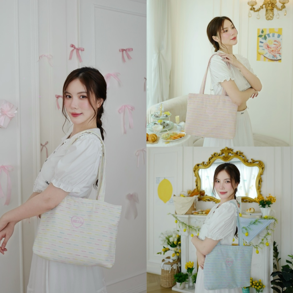กระเป๋าผ้าทวีด RAINBOW GLITTER BAG✨ MILKASTUDIO🌈💕